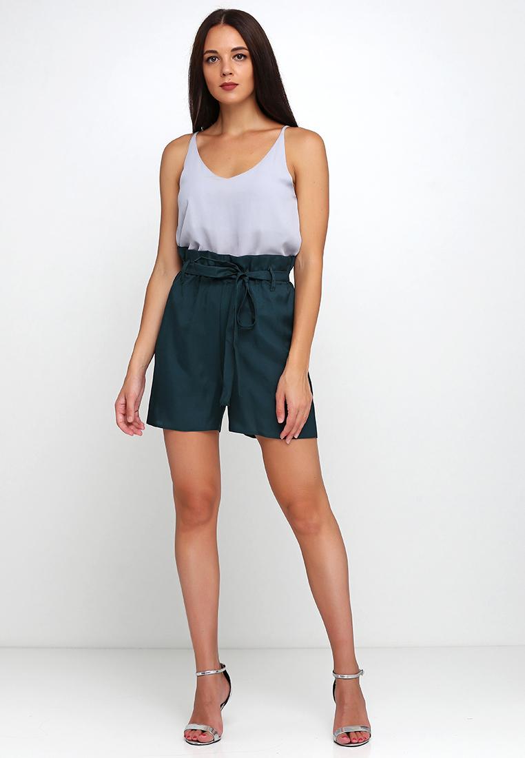 Жіночі літні шорти з високою посадкою та поясом | Базові стильні шорти | Колір смарагдовий
